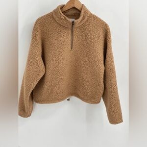 American Eagle Quarter Zip Brown Sherpa Size XS